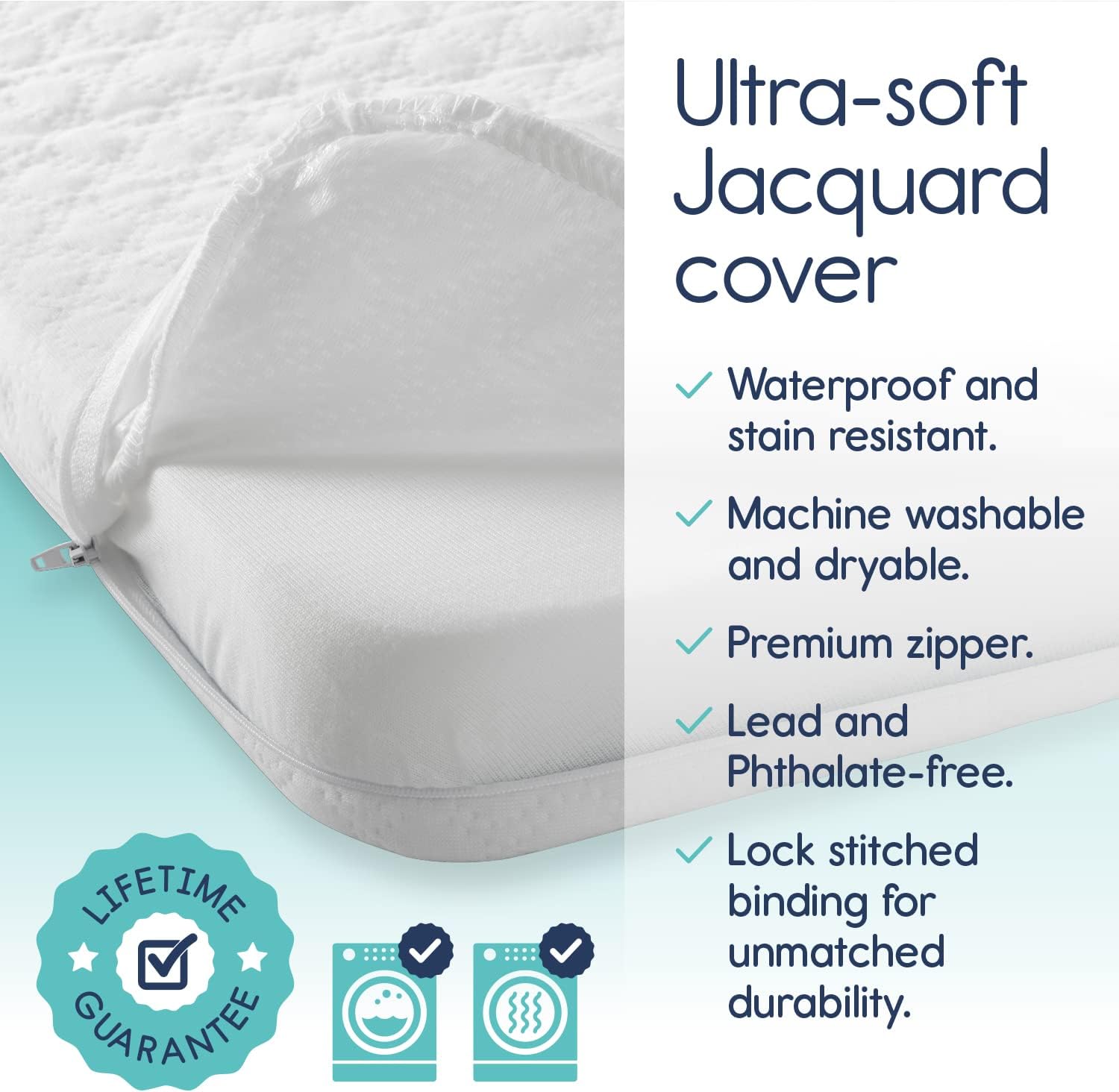 Hiccapop - Juego de colchón para cuna portátil (38 x 26 x 1 pulgadas), - Imagen 3